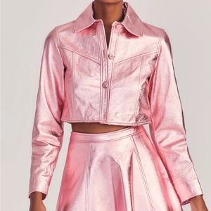 Barbie LoveShackFancy India Cropped Leather Jacket